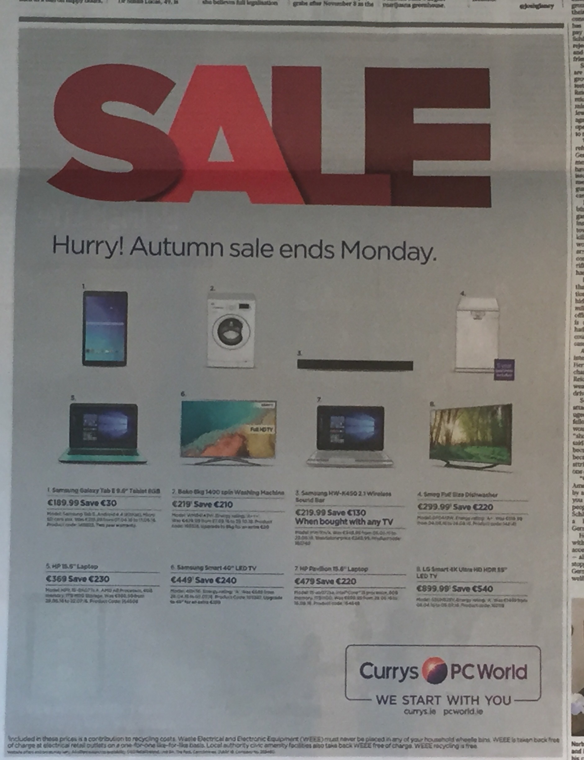 Currys PC world Hurry autumn sale ends Monday Smart Media