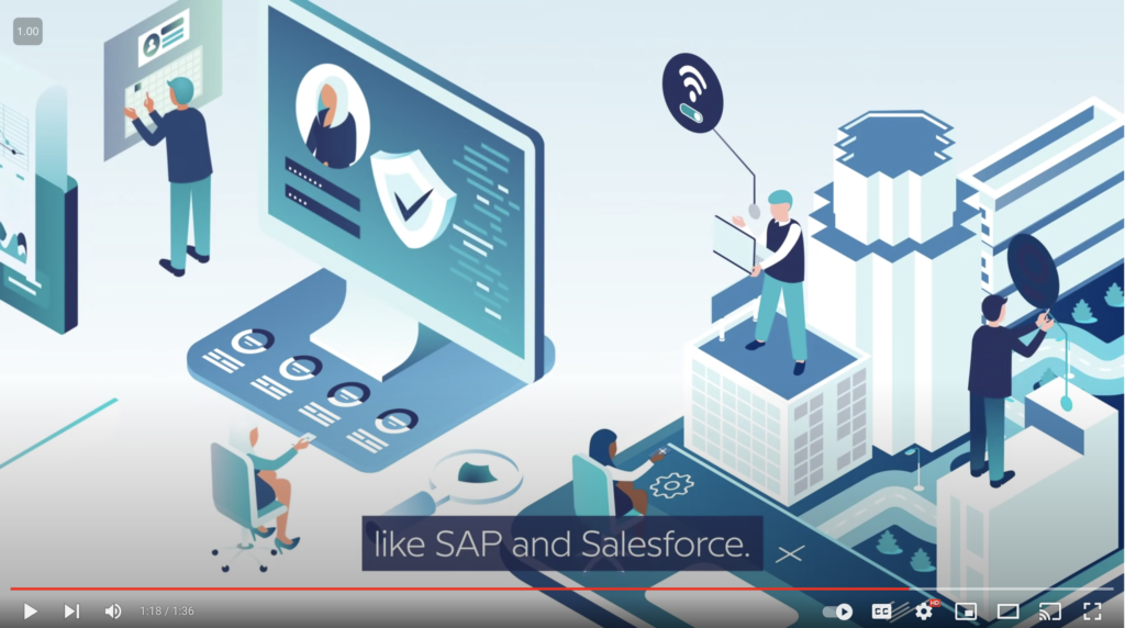 still of busy illustrated office and technology scene
