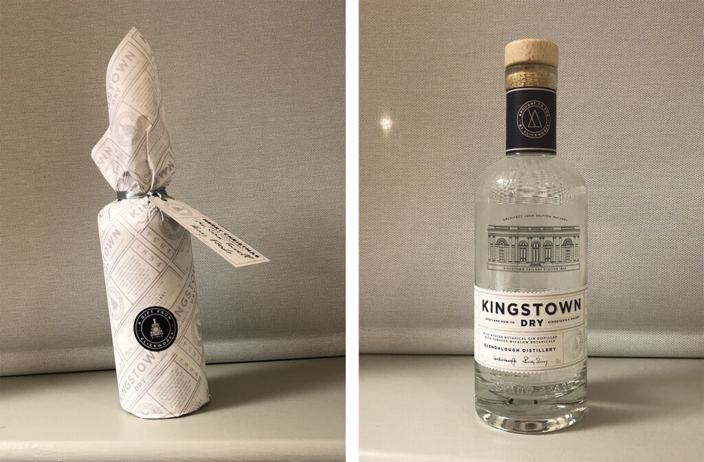 kingstown gin bottle wrapped and unwrapped