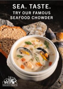 Wrights of Howth seafood chowder ad
