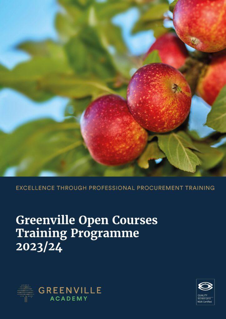 training brochure cover with red apples